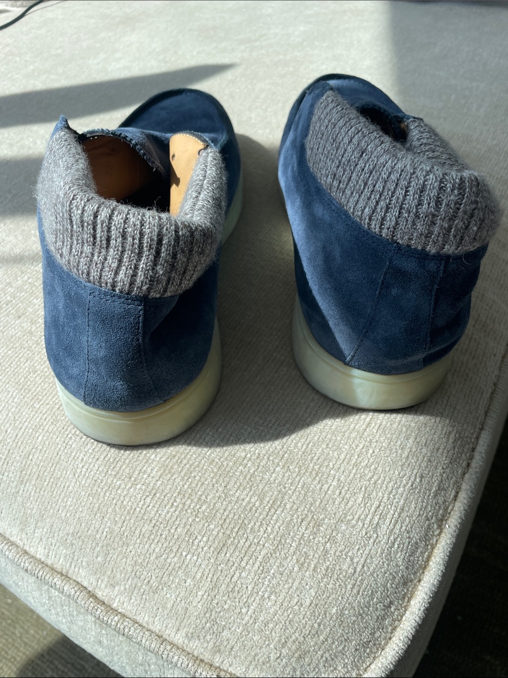 Men's Suede Slip-On Loafers in Deep Blue - Picture 4 of 5
